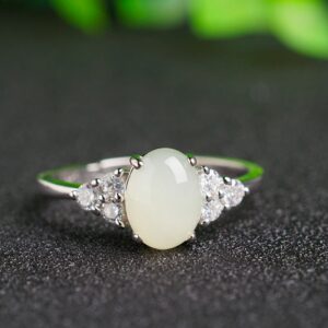 Adjustable Moonstone jade Ring with 925 silver