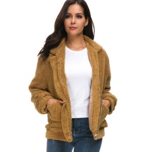 Women's zipper plush jacket