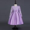 Carisa Europe and America autumn and winter children's dress princess dress long sleeve flower girl dress female purple lace costumes wholesale - Image 7