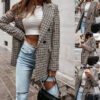 Women's Winter Plaid Long Suit Jacket