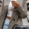 Women's Winter Plaid Long Suit Jacket - Image 4