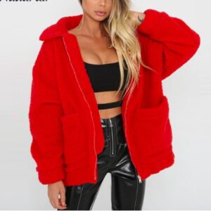 shearling coat jacket women autumn winter warm thick plush coat