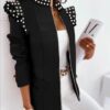 Check Leopard Print Zip Ruffle Shoulder Jacket - Image 5