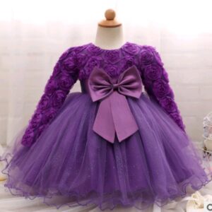 Long-sleeved girls dress rose children's wedding dress skirt