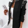 Check Leopard Print Zip Ruffle Shoulder Jacket - Image 6