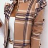 Check Leopard Print Zip Ruffle Shoulder Jacket - Image 8