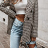 Women's Winter Plaid Long Suit Jacket - Image 3