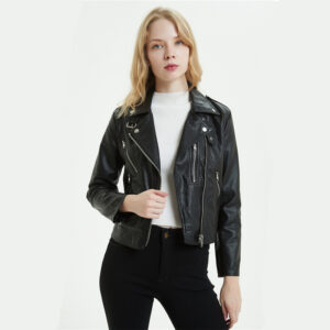 European And American Women's Short PU Motorcycle Jacket